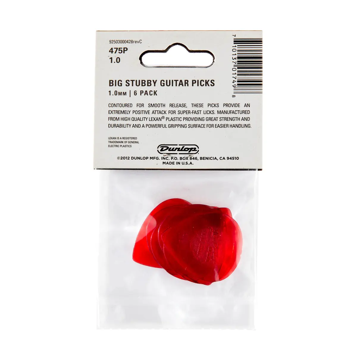 Jim Dunlop Big Stubby Pick 1.0MM | Contoured Lexan Guitar Pick for Fast Licks - view 5