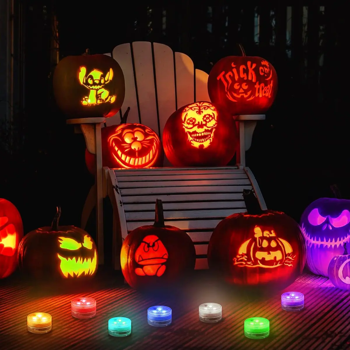 LUXJET Halloween Pumpkin Lights with Remote | Waterproof LED Tea Lights for Indoor & Outdoor Decor - view 2