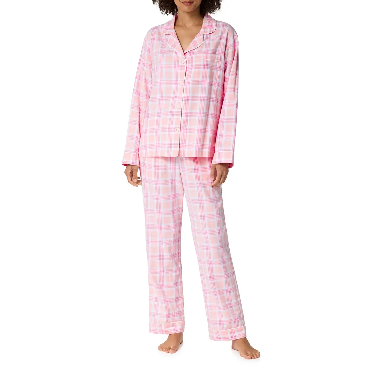 Bed Head PJs Women's Organic Cotton Flannel Twill Classic Long Sleeve Button Up Top & Pant Pajama Set, XL | Eco-Friendly Comfort & Style - main product image