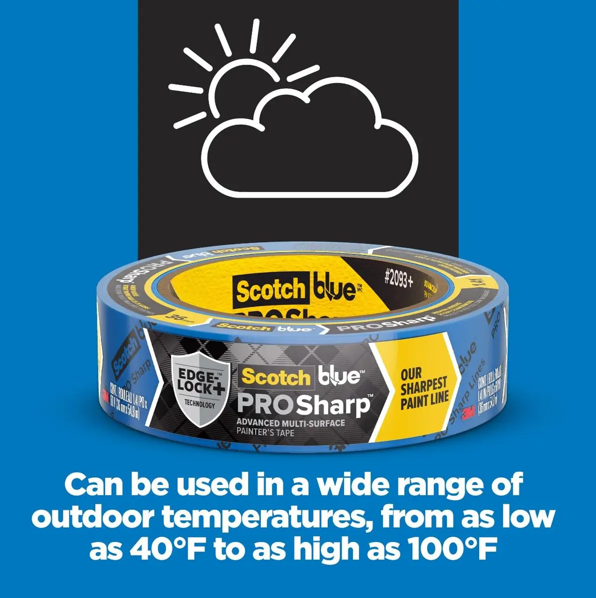 ScotchBlue PROSharp Painter's Tape 1 Inch Wide | Sharp Lines, 21 Days Removable, Indoor & Outdoor Use - view 6