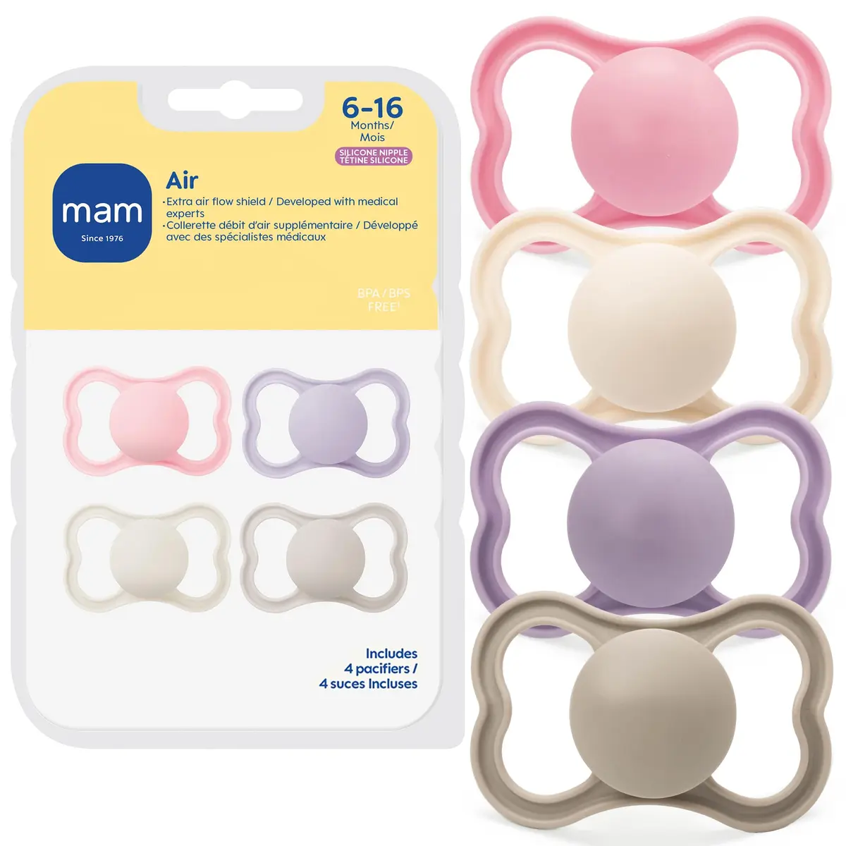 MAM Air Pacifier 6-16 Months, 48 Count (1.2 lb) | Extra Air Flow for Sensitive Skin - main product image