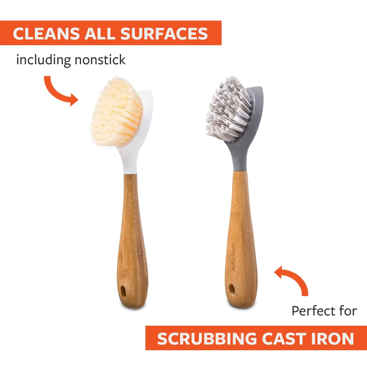 Full Circle Dish Brush Set with Scraper, 24-Pack | Eco-Friendly Bamboo Handle & Recycled Bristles - view 2