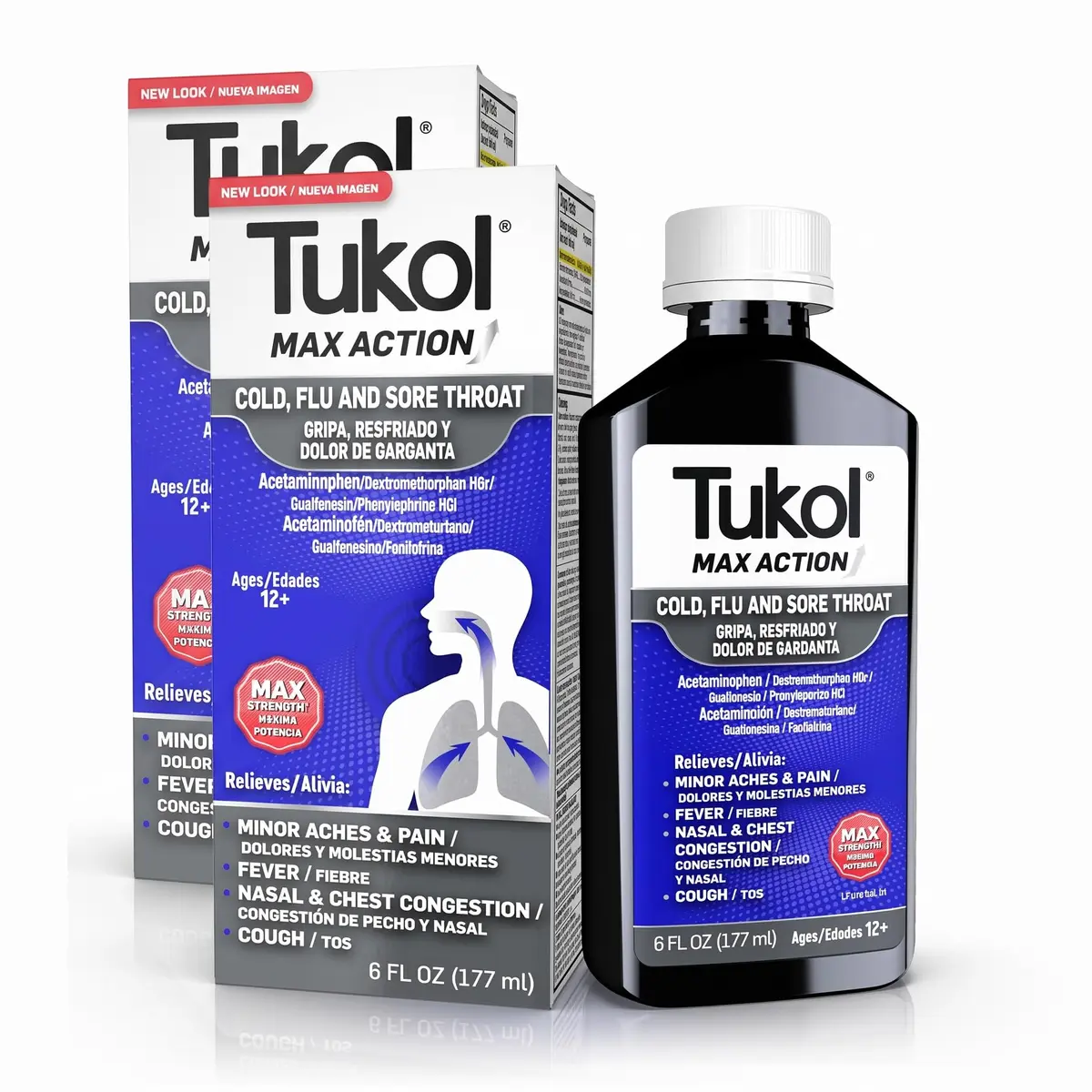 TUKOL Max Action Cold & Flu Medicine for Adults, 6 Fl Oz | Fast-Acting, Non-Drowsy Relief for Severe Symptoms - main product image