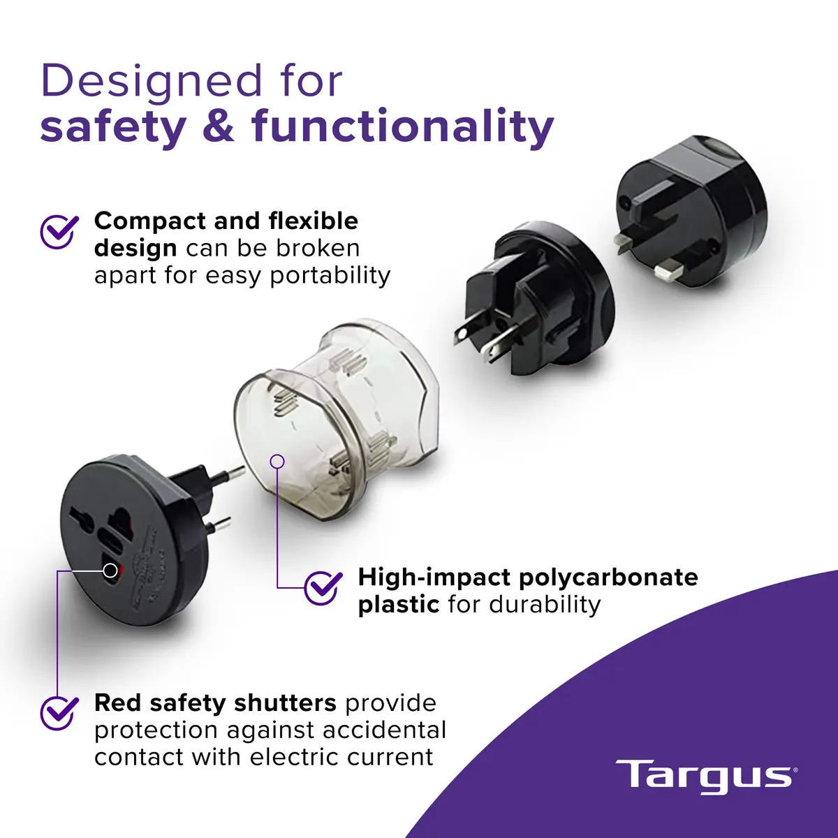 Targus Universal Travel Adapter, International Plug Adapter, Compact & Safe for Worldwide Use - view 2