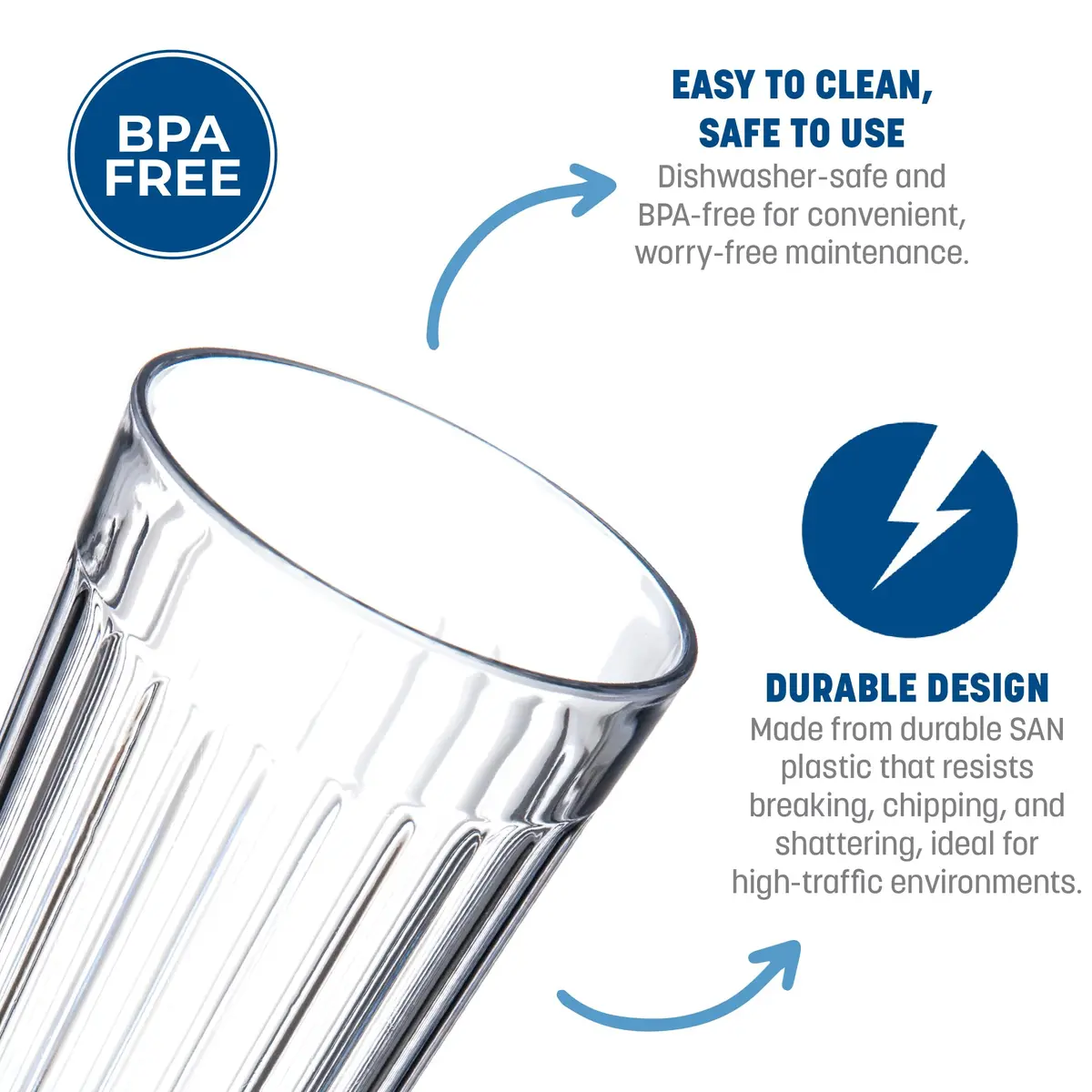 Carlisle FoodService Products Bistro Tumbler, Plastic Cups for Water or Drinks, 20 Oz | Durable, BPA-Free, Dishwasher Safe - view 3