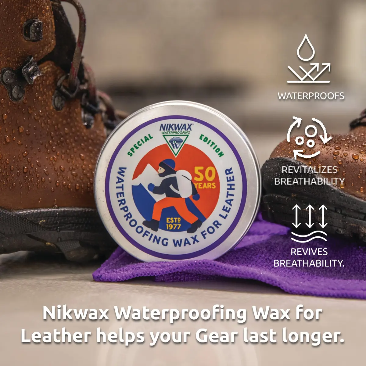 Nikwax Waterproofing Wax for Leather 2.8 Ounce | Water Repellency & Leather Care - view 2