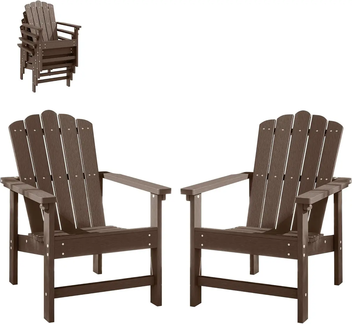 ACUEL HDPE Stackable Adirondack Chairs Set of 2 | All-Weather Durable Poly Lumber - main product image
