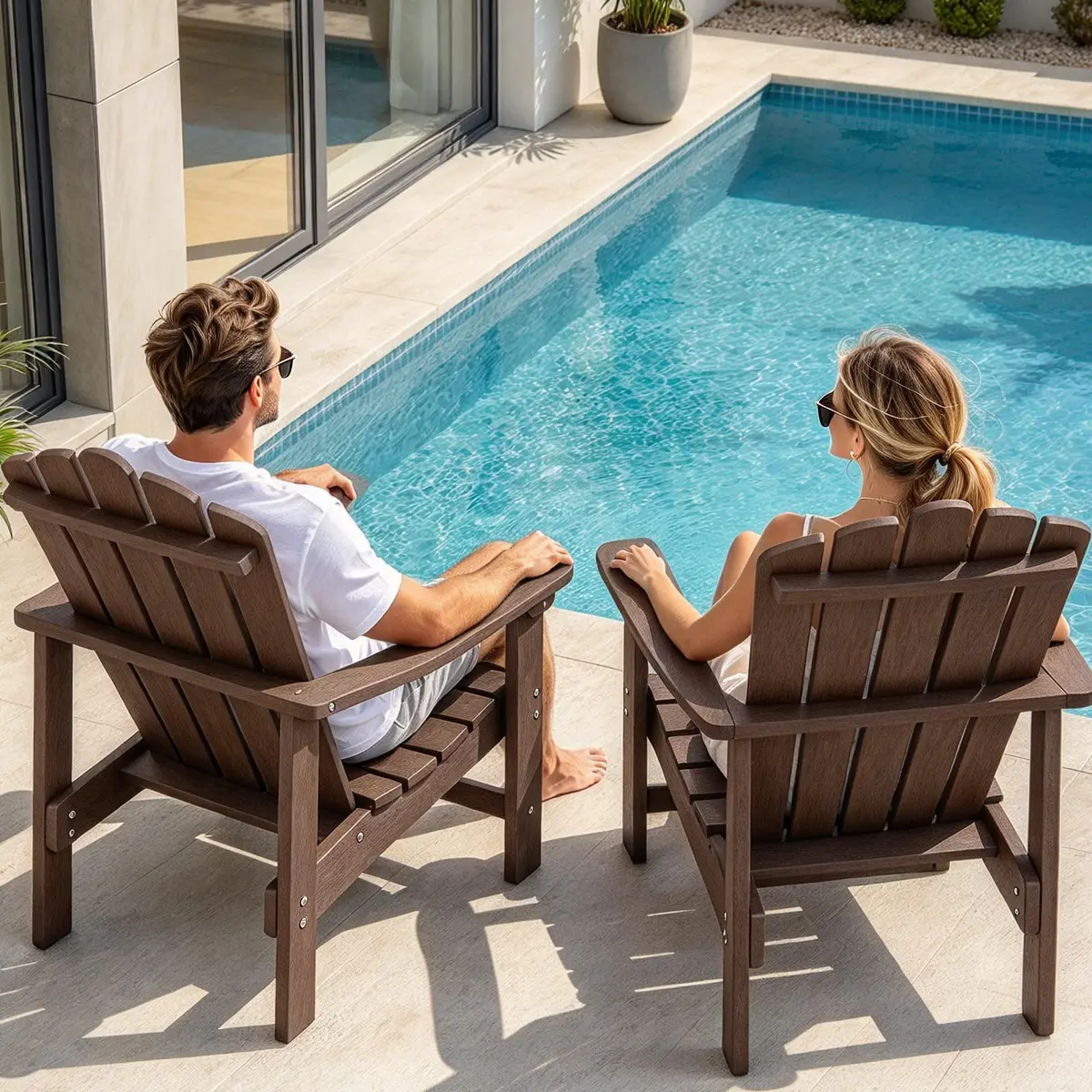 ACUEL HDPE Stackable Adirondack Chairs Set of 2 | All-Weather Durable Poly Lumber - view 6