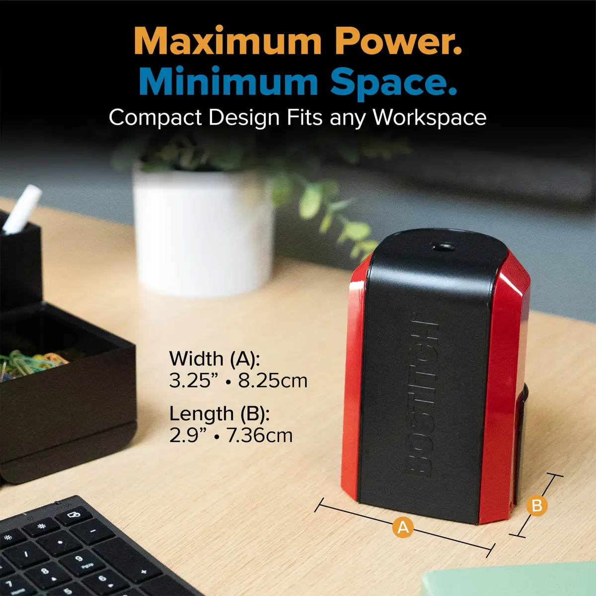 Bostitch Vertical Electric Pencil Sharpener, Standard & Jumbo, Red | Heavy-Duty Motor & 4X Longer Cutter Life - view 6
