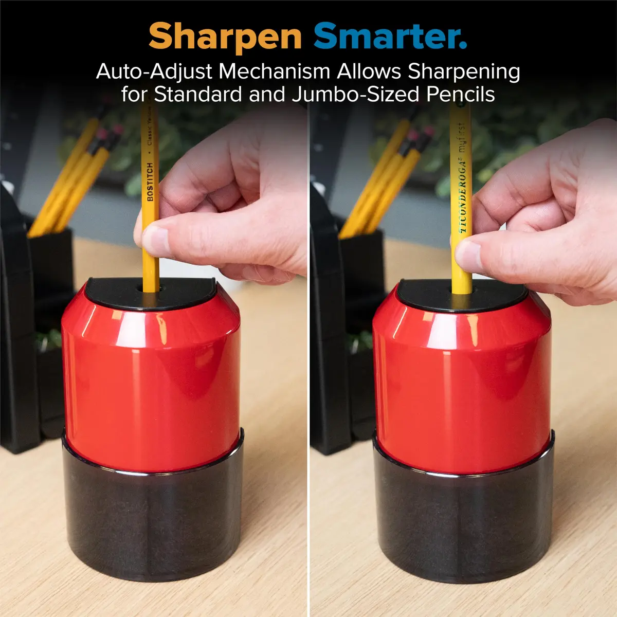 Bostitch Vertical Electric Pencil Sharpener, Standard & Jumbo, Red | Heavy-Duty Motor & 4X Longer Cutter Life - view 2