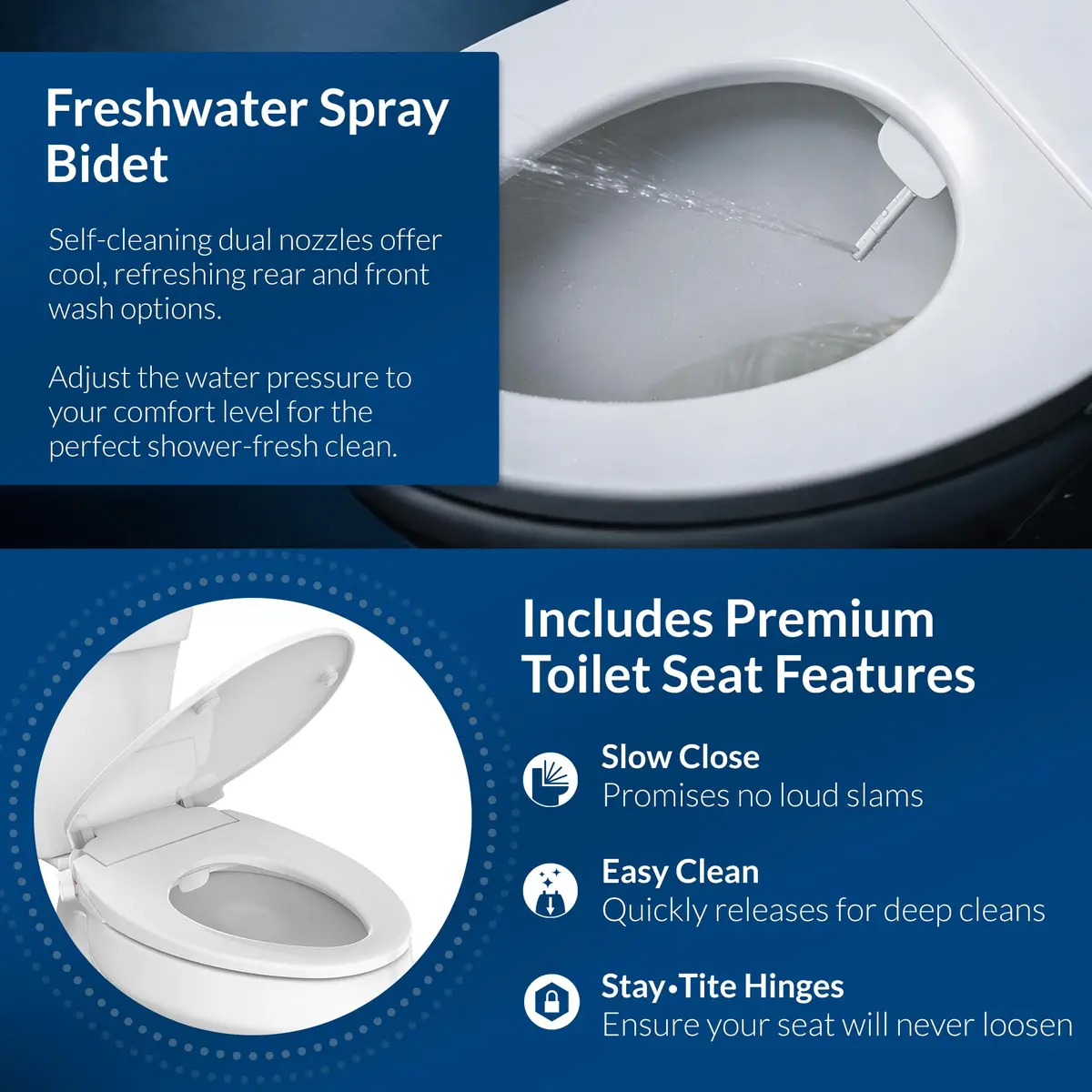 Bio Bidet BB300 Non-Electric Bidet Toilet Seat Elongated | Child Safety Lock, No Outlet Needed, Dual Nozzles, Easy DIY - view 5