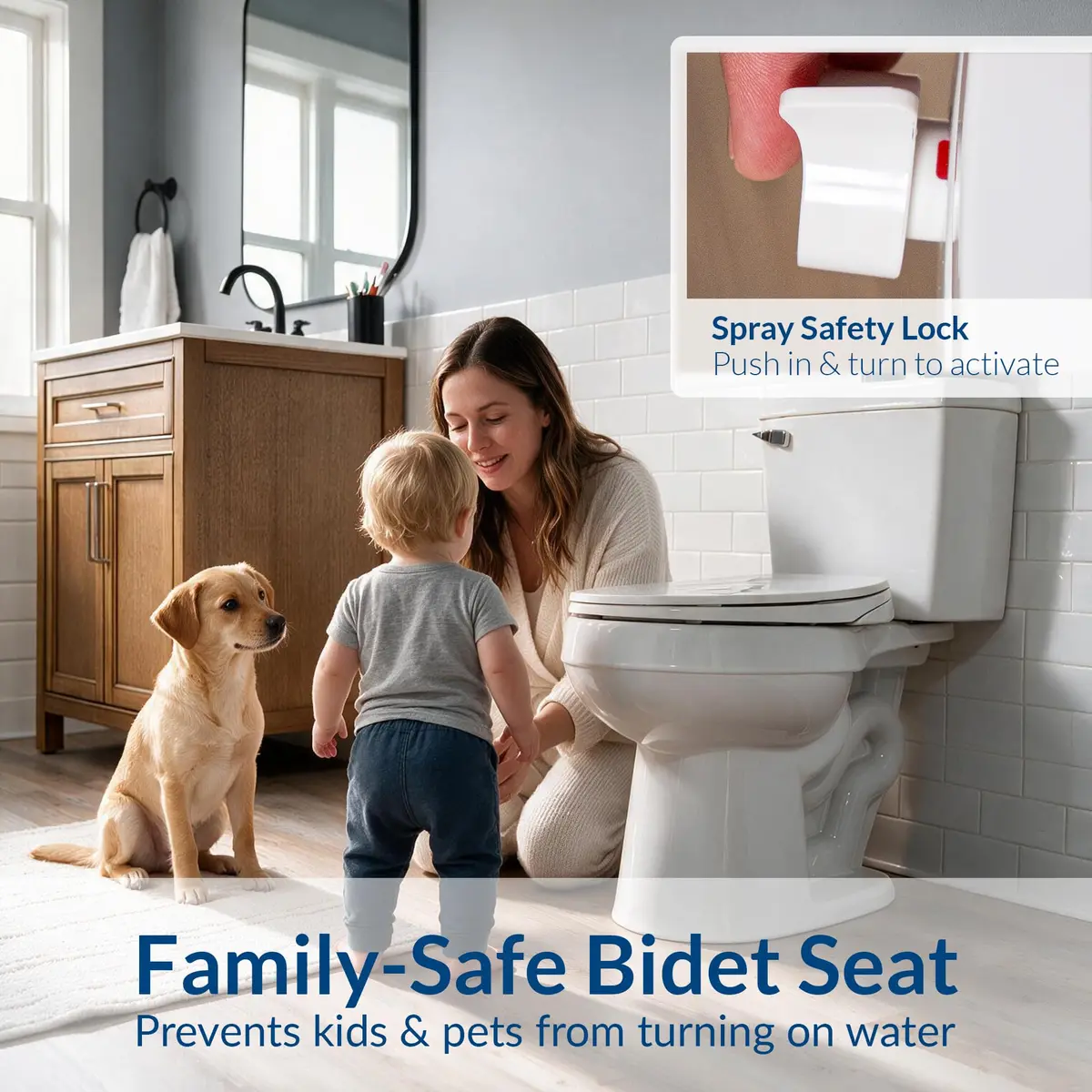 Bio Bidet BB300 Non-Electric Bidet Toilet Seat Elongated | Child Safety Lock, No Outlet Needed, Dual Nozzles, Easy DIY - view 2