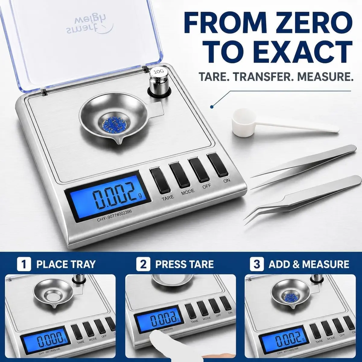 Smart Weigh GEM30 Milligram Jewelry Scale 30g x 0.001g | Professional Precision for Gold, Gems, Medicine & Lab - view 5