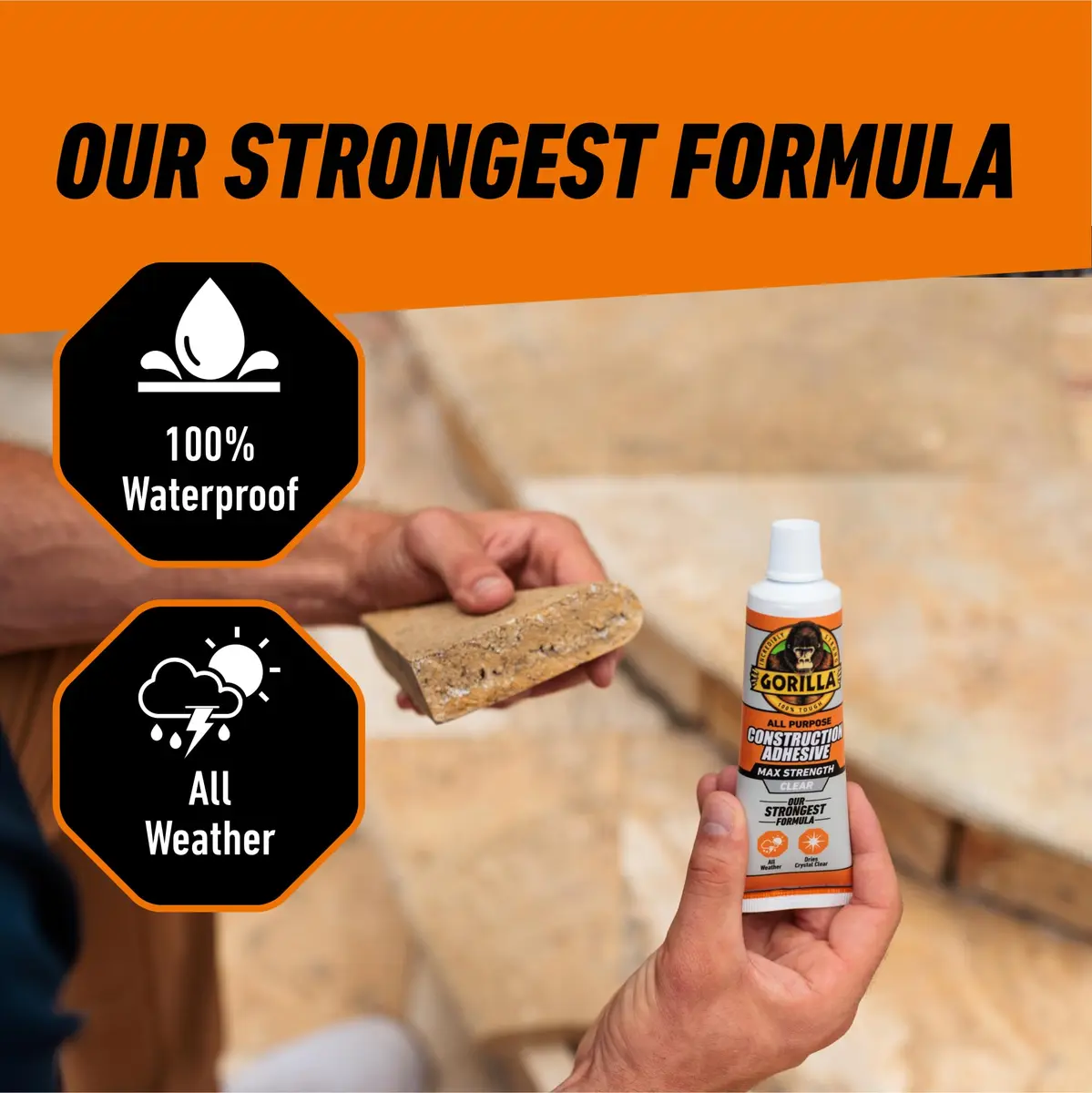 Gorilla Max Strength Clear Construction Adhesive 2.5 oz (74ml) Tubes, Pack of 5 | Strongest Formula, Waterproof, Gap-Filling - view 5