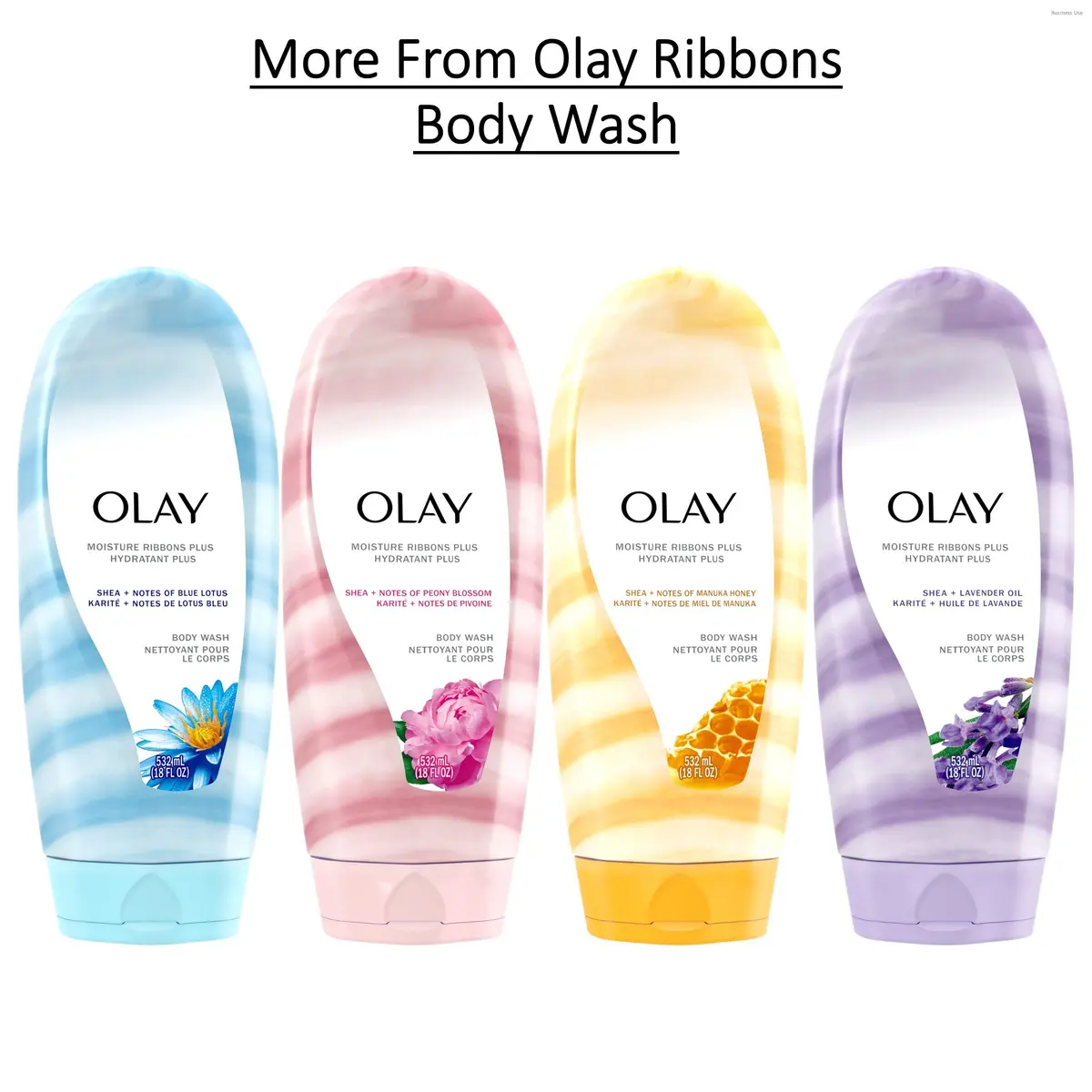 Olay Moisture Ribbons Plus Shea Butter & Lavender Oil Body Wash 18 Fl Oz (Pack of 4) | Indulgent Moisturizing Formula for All Skin Types - view 5