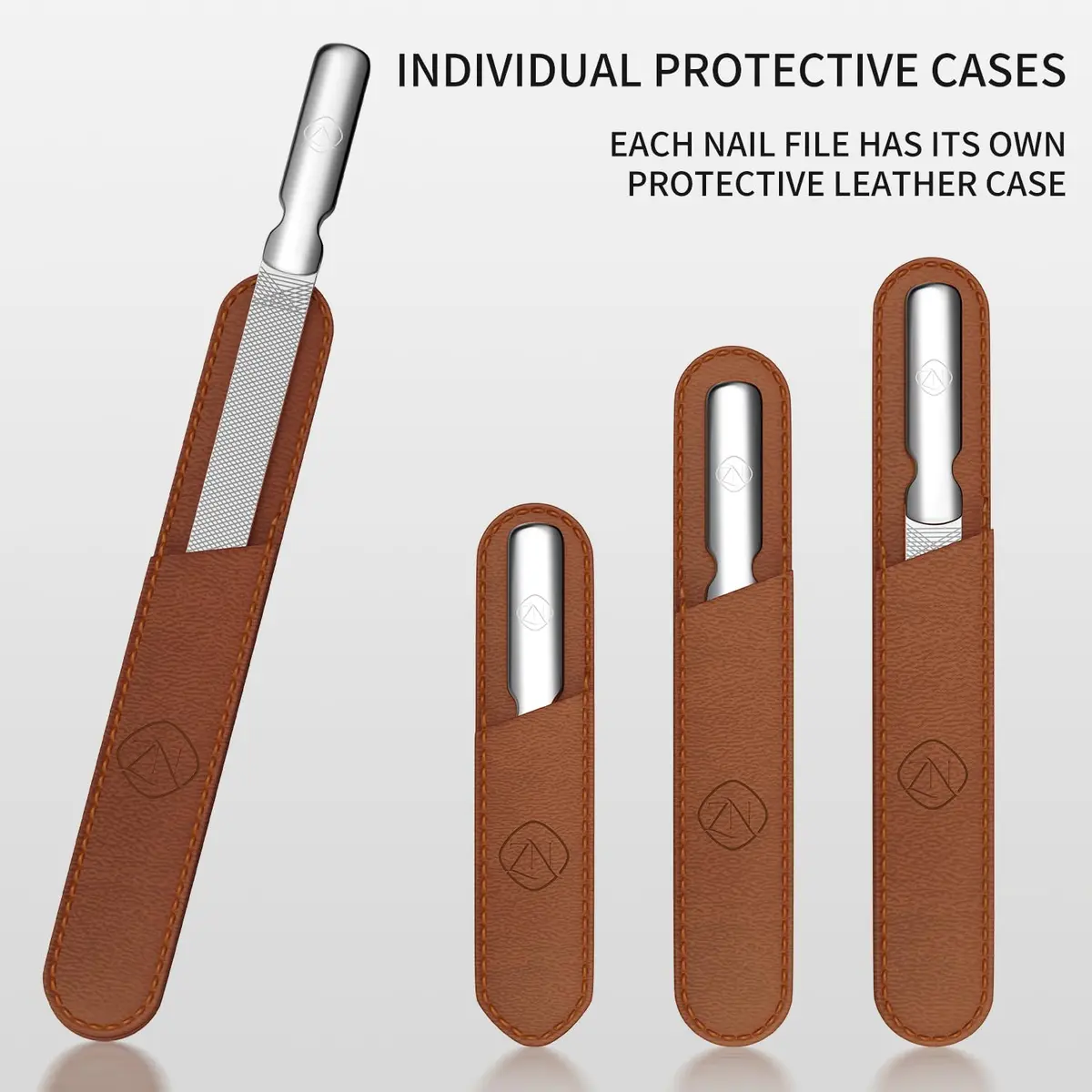 ZIZZON Metal Nail File Set | 3 Sizes, Double Sided, Individual Cases for Nail Care in India - view 4
