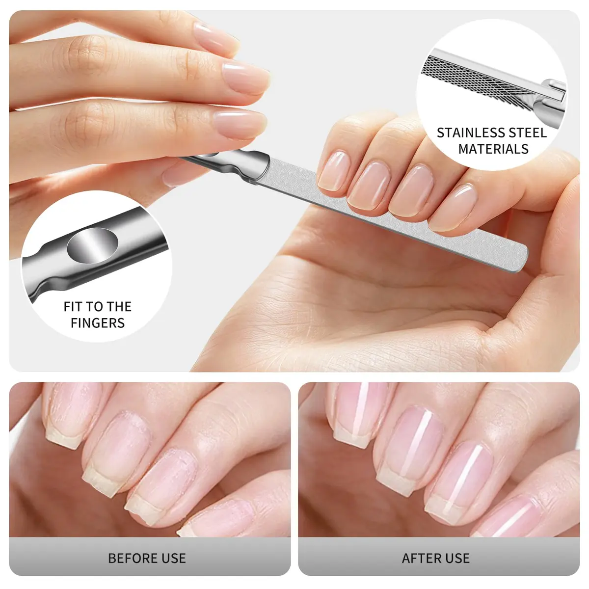 ZIZZON Metal Nail File Set | 3 Sizes, Double Sided, Individual Cases for Nail Care in India - view 5