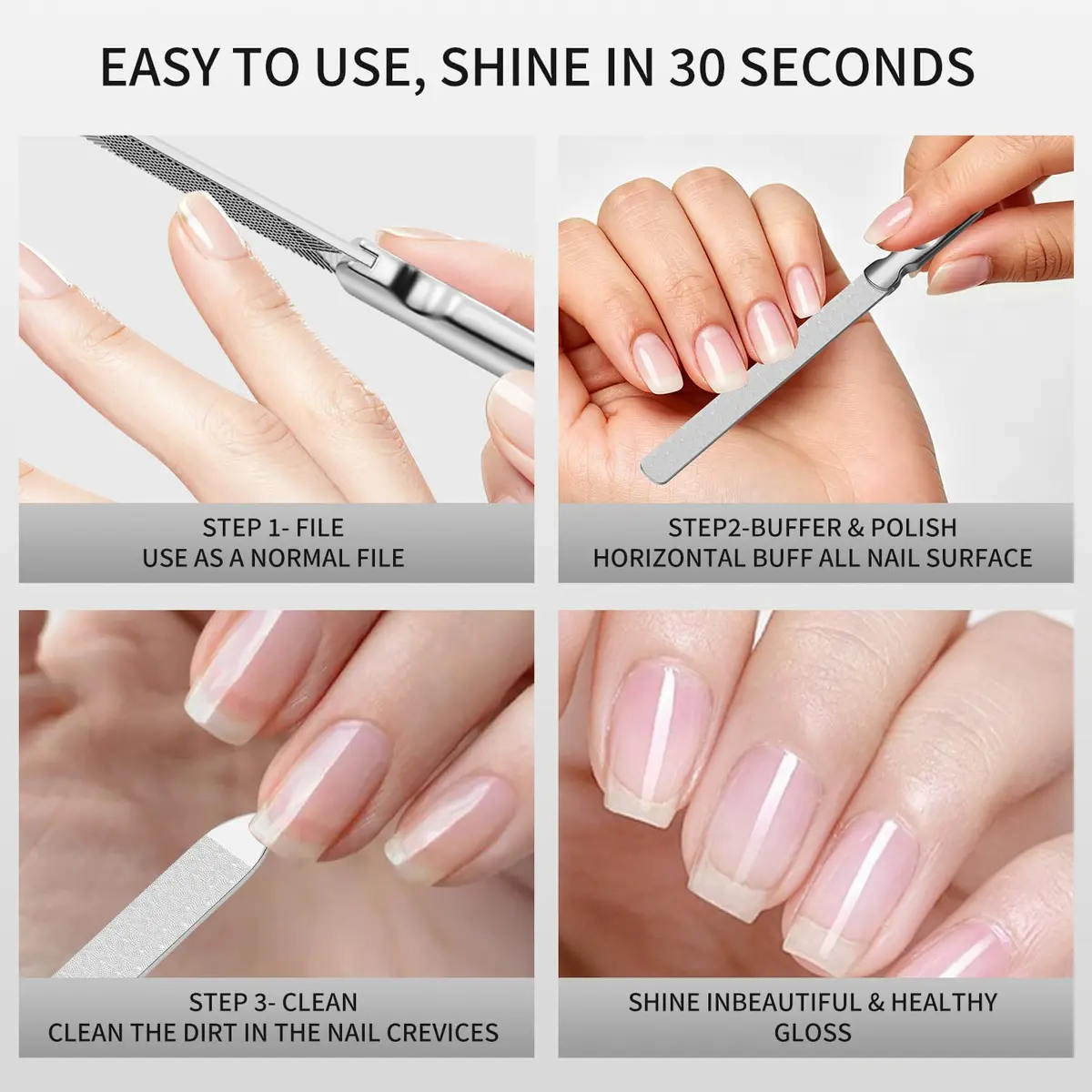 ZIZZON Metal Nail File Set | 3 Sizes, Double Sided, Individual Cases for Nail Care in India - view 6