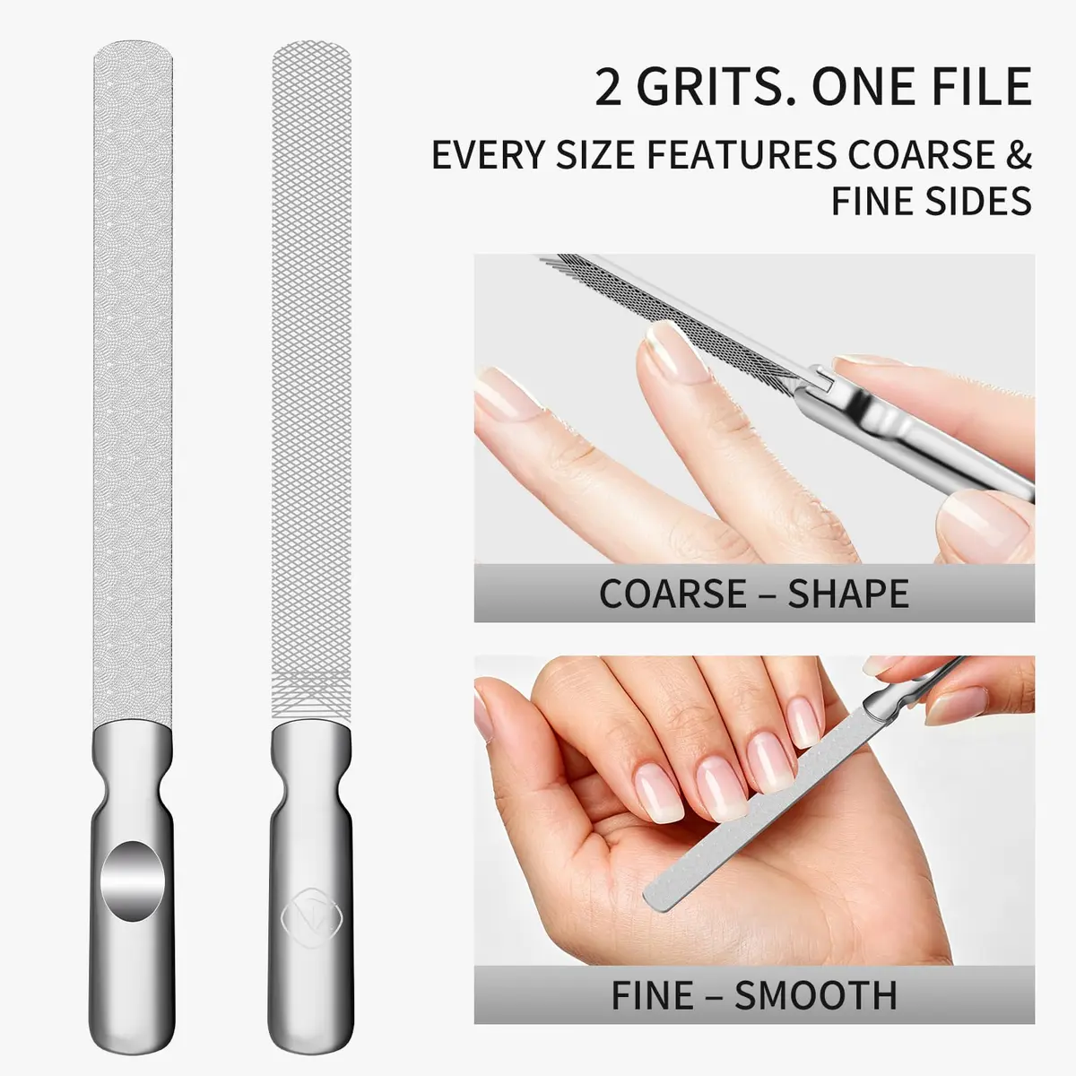 ZIZZON Metal Nail File Set | 3 Sizes, Double Sided, Individual Cases for Nail Care in India - view 3
