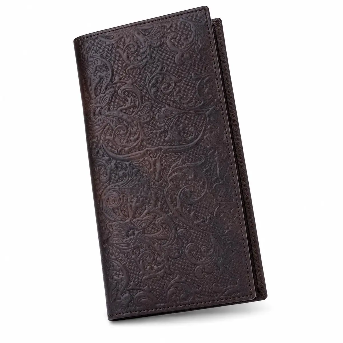 BISON DENIM Long Wallet for Men with AirTag Holder, Genuine Leather RFID Bifold Checkbook, 12 Card Slots, ID Window & Zipper Coin Pocket - main product image