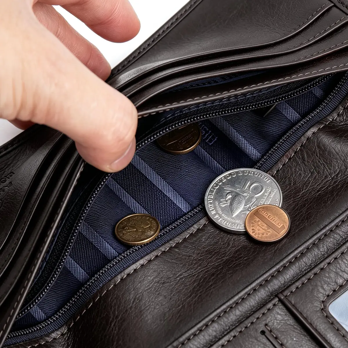 BISON DENIM Long Wallet for Men with AirTag Holder, Genuine Leather RFID Bifold Checkbook, 12 Card Slots, ID Window & Zipper Coin Pocket - view 4