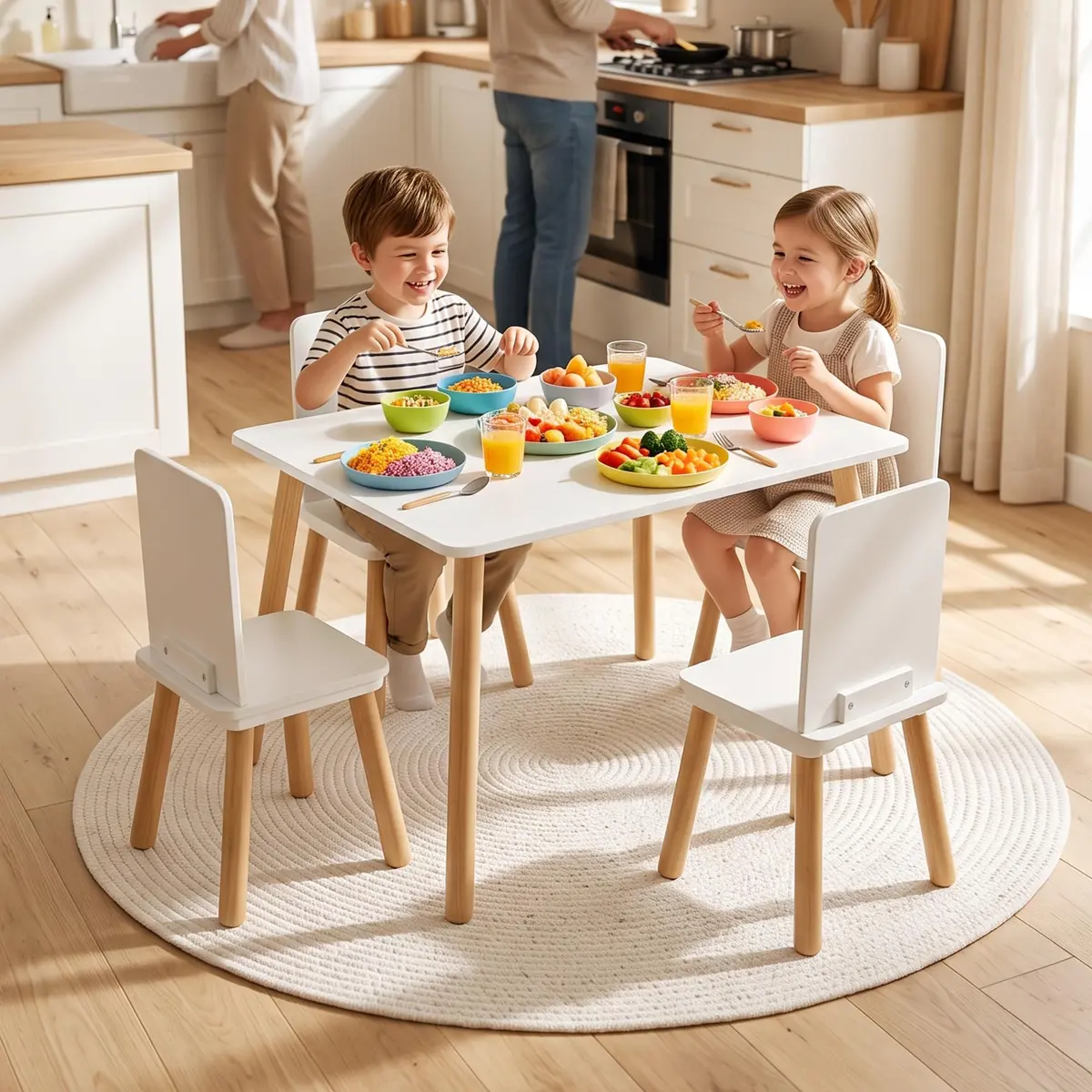BRITEMART Kids Table and 4 Chairs | Toddler Wooden Set for Ages 3-8, 31.5" x 23.62" | Safe & Certified - view 6