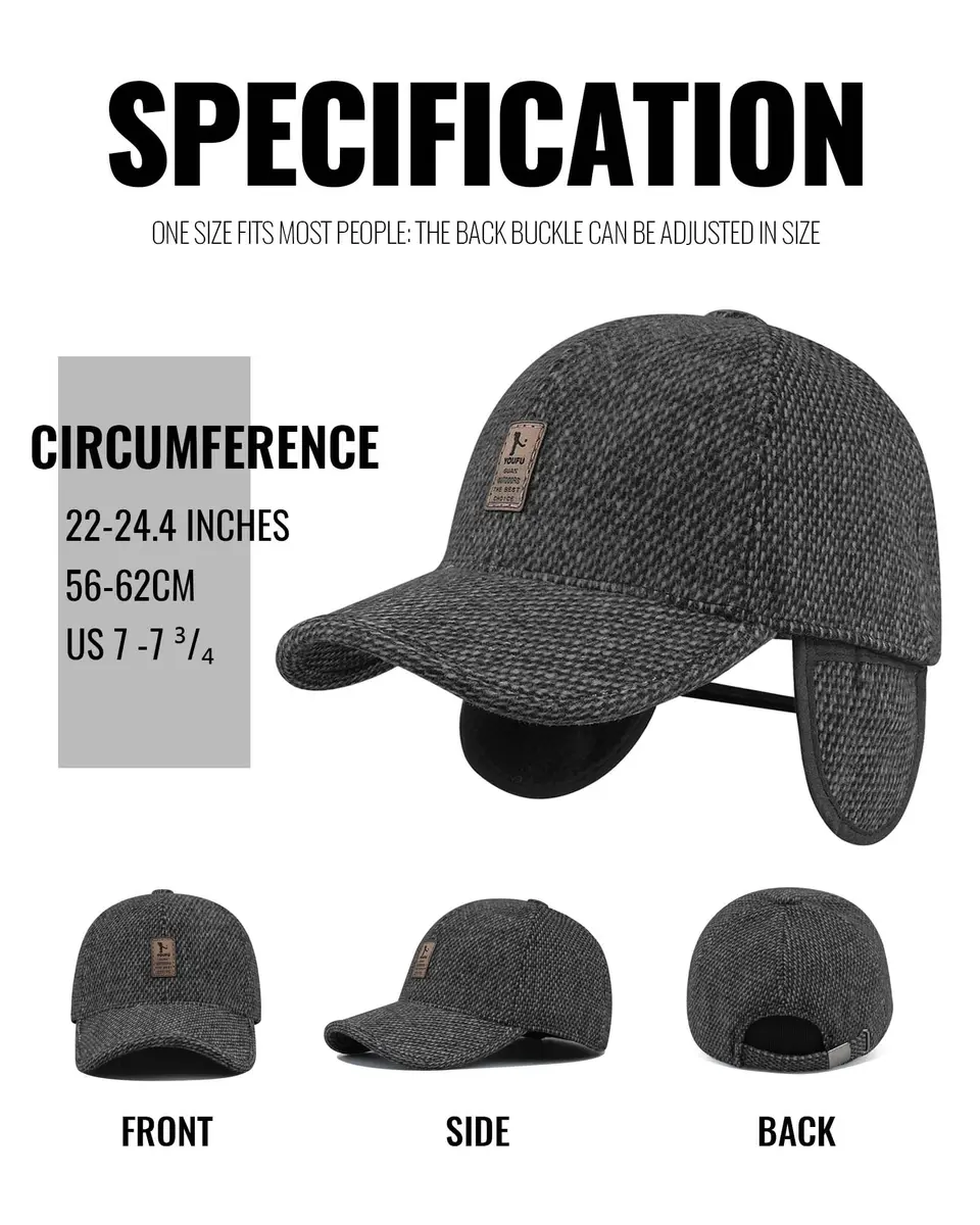 CLAPE Winter Baseball Cap | Unisex Wool Cotton Polyester Sporty Hat - view 7