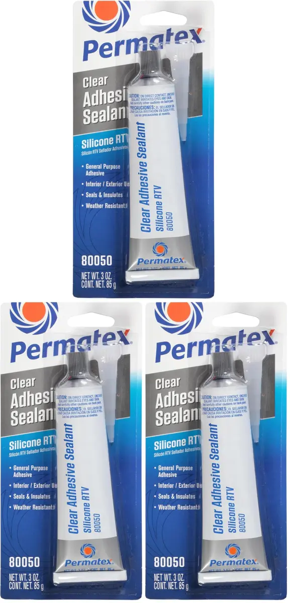 Permatex Clear RTV Silicone Adhesive Sealant 3 oz | Waterproof, Flexible, Indoor & Outdoor Use - main product image