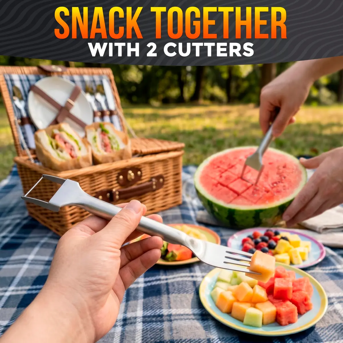 BURIUS Watermelon Fork Slicer Cutter Stainless Steel 20.3 cm (8 Inch) | All-in-One Fruit Prep Tool - view 7
