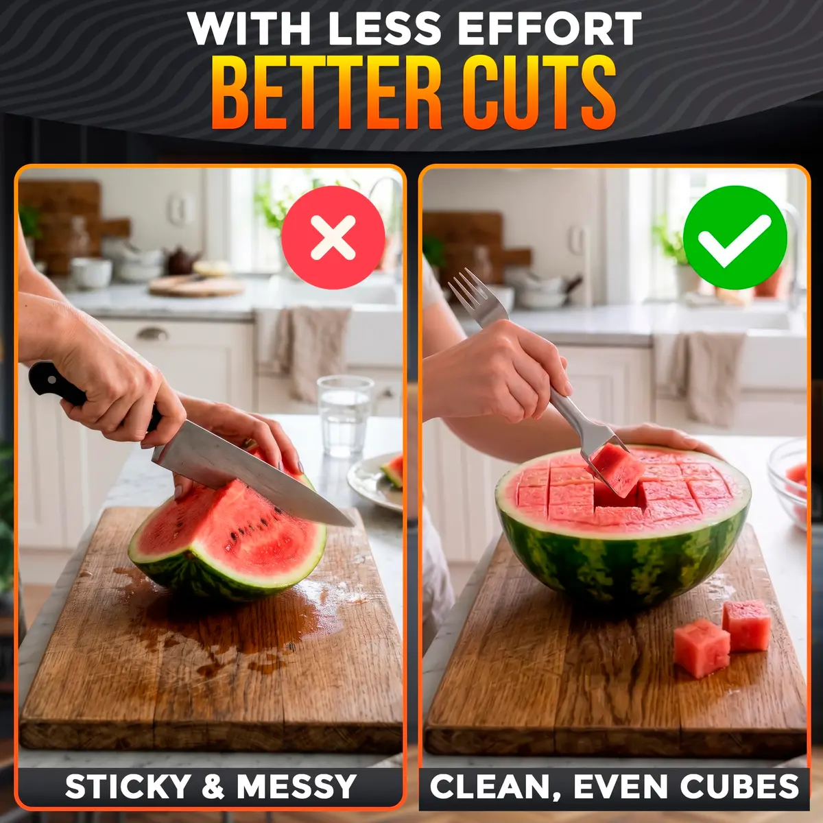 BURIUS Watermelon Fork Slicer Cutter Stainless Steel 20.3 cm (8 Inch) | All-in-One Fruit Prep Tool - view 4