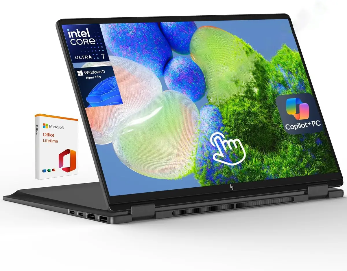 HP OmniBook X Flip 2-in-1 16" 2K Touchscreen Laptop,Intel Ultra 7,Arc 140V | 16GB RAM, 1TB SSD, Windows 11 Pro - main product image