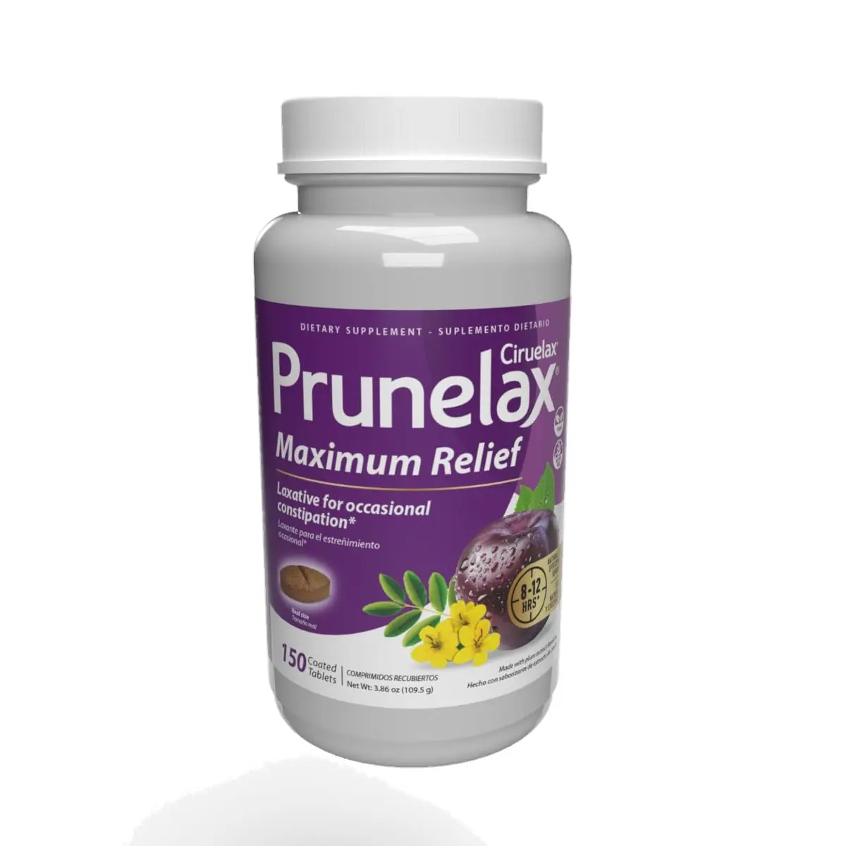 Prunelax Ciruelax Maximum Relief Laxative Tablets - 150ct | Natural Senna for Overnight Constipation Relief - main product image