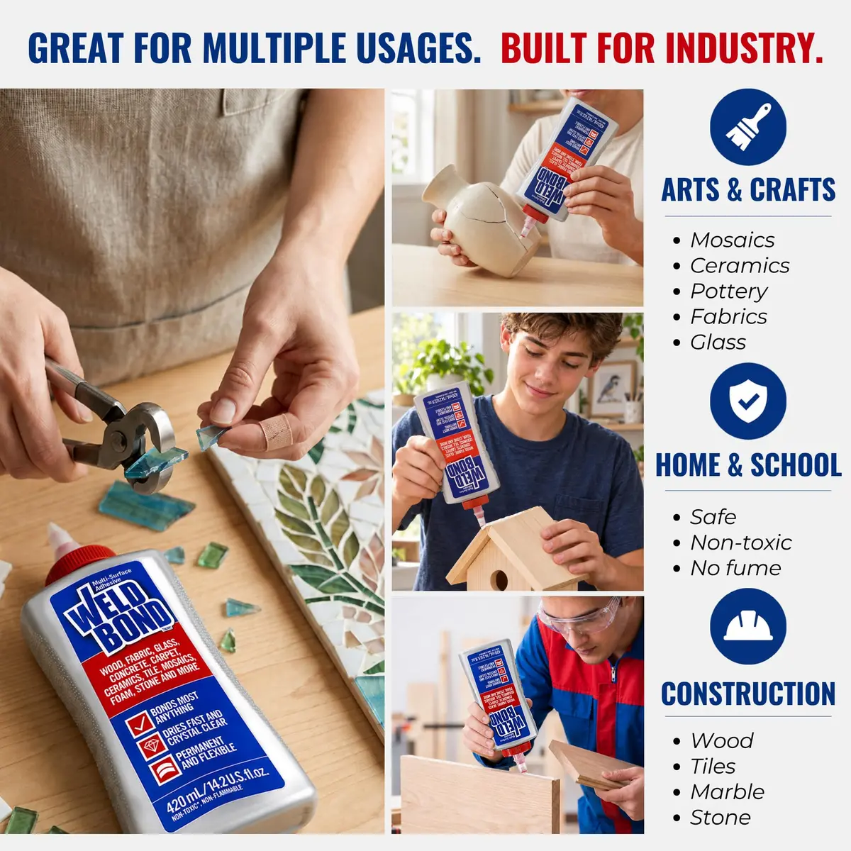 Weldbond Bonding Adhesives 6-Pack | Water-Resistant Polyvinyl Acetate Glue for Wood & Ceramics - view 6
