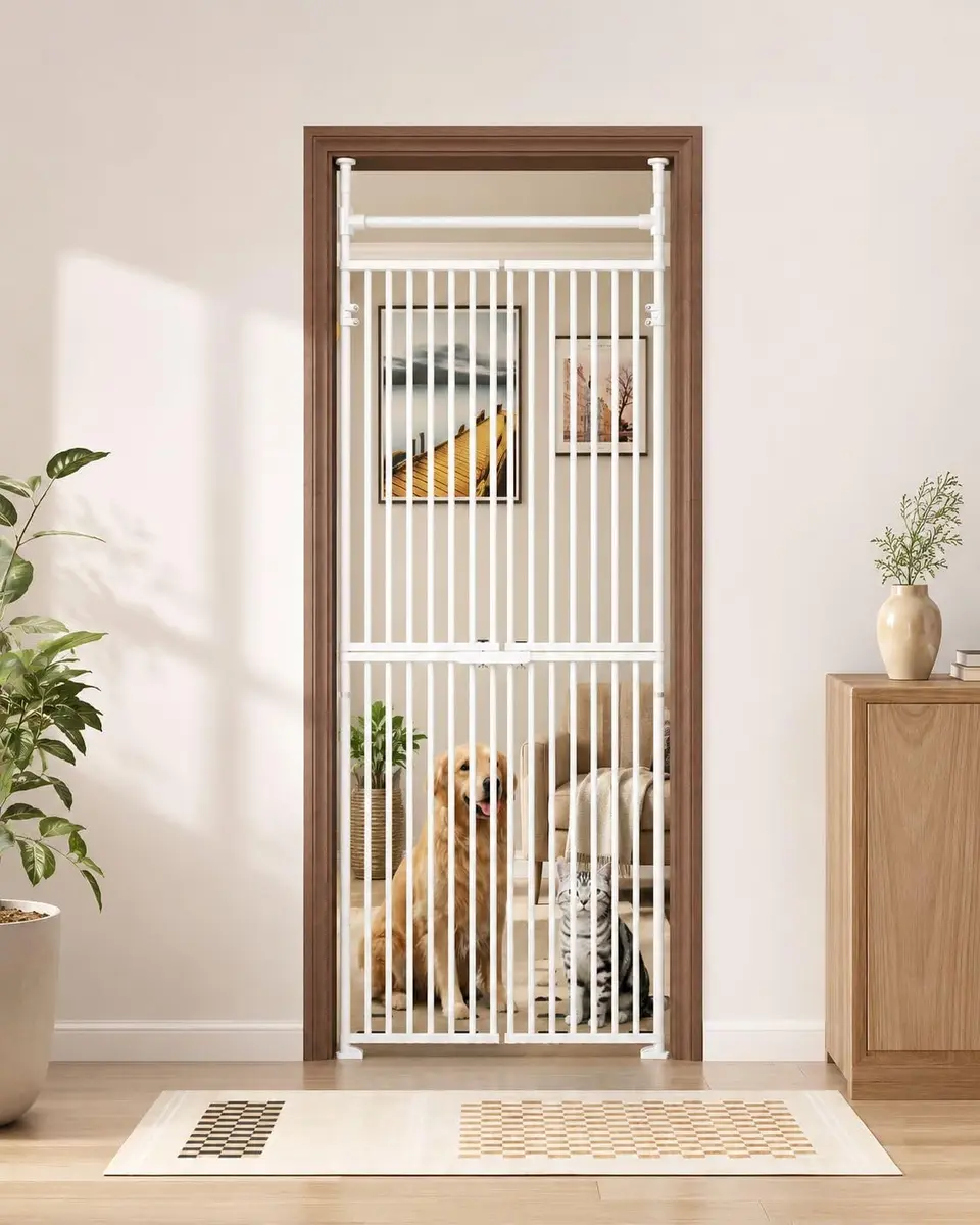 DoCred Extra Tall Cat Gate for Cats 76.77"-98.4" Adjustable Height | No Drilling, Pressure-Mounted - main product image