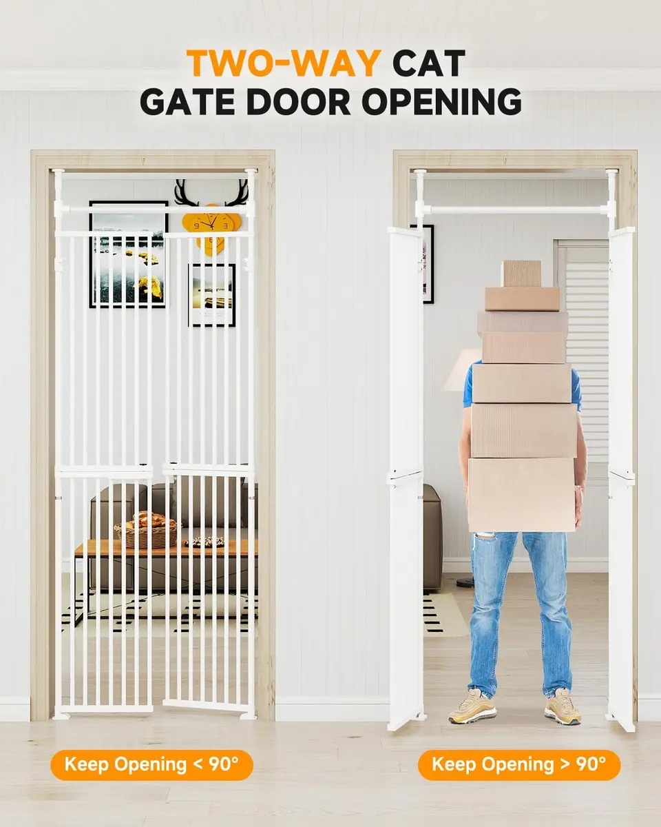 DoCred Extra Tall Cat Gate for Cats 76.77"-98.4" Adjustable Height | No Drilling, Pressure-Mounted - view 6