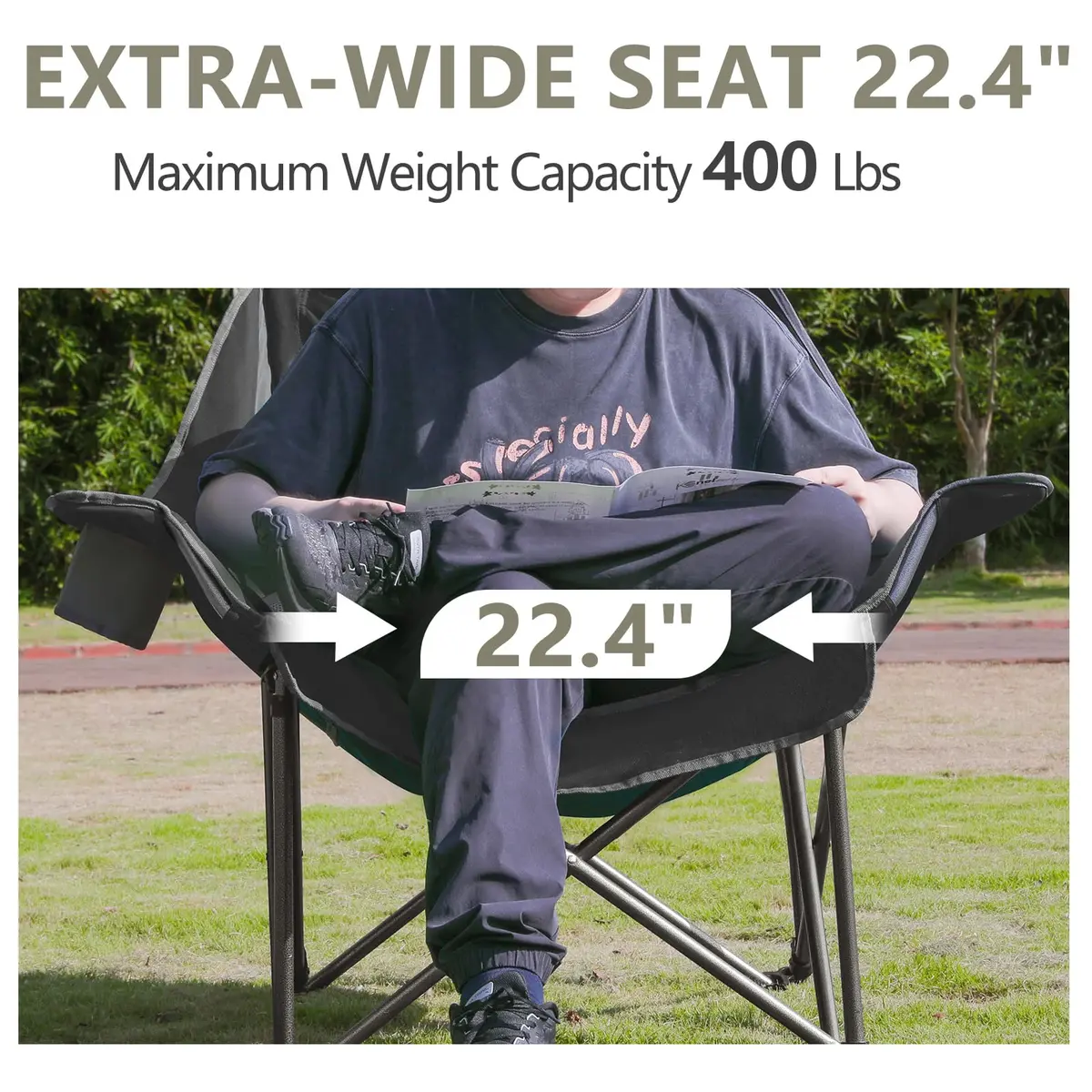 Colegence Oversized XL Padded Camping Chair Heavy Duty Lawn Chair | Supports 500 lbs, Weather Resistant, Extra Comfort - view 5