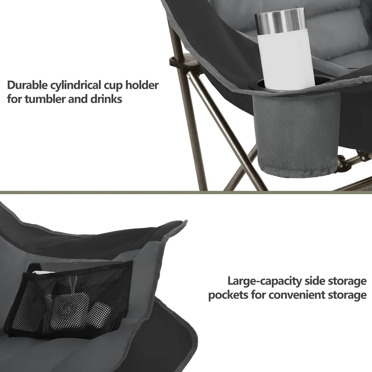 Colegence Oversized XL Padded Camping Chair Heavy Duty Lawn Chair | Supports 500 lbs, Weather Resistant, Extra Comfort - view 6