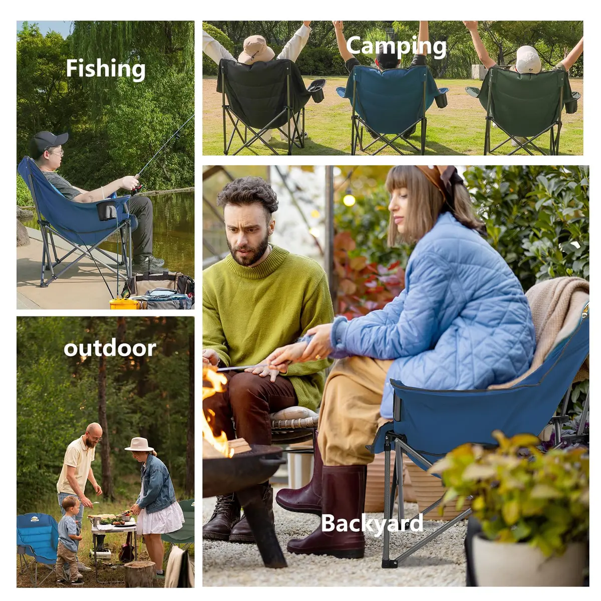 Colegence Oversized XL Padded Camping Chair Heavy Duty Lawn Chair | Supports 500 lbs, Weather Resistant, Extra Comfort - view 8