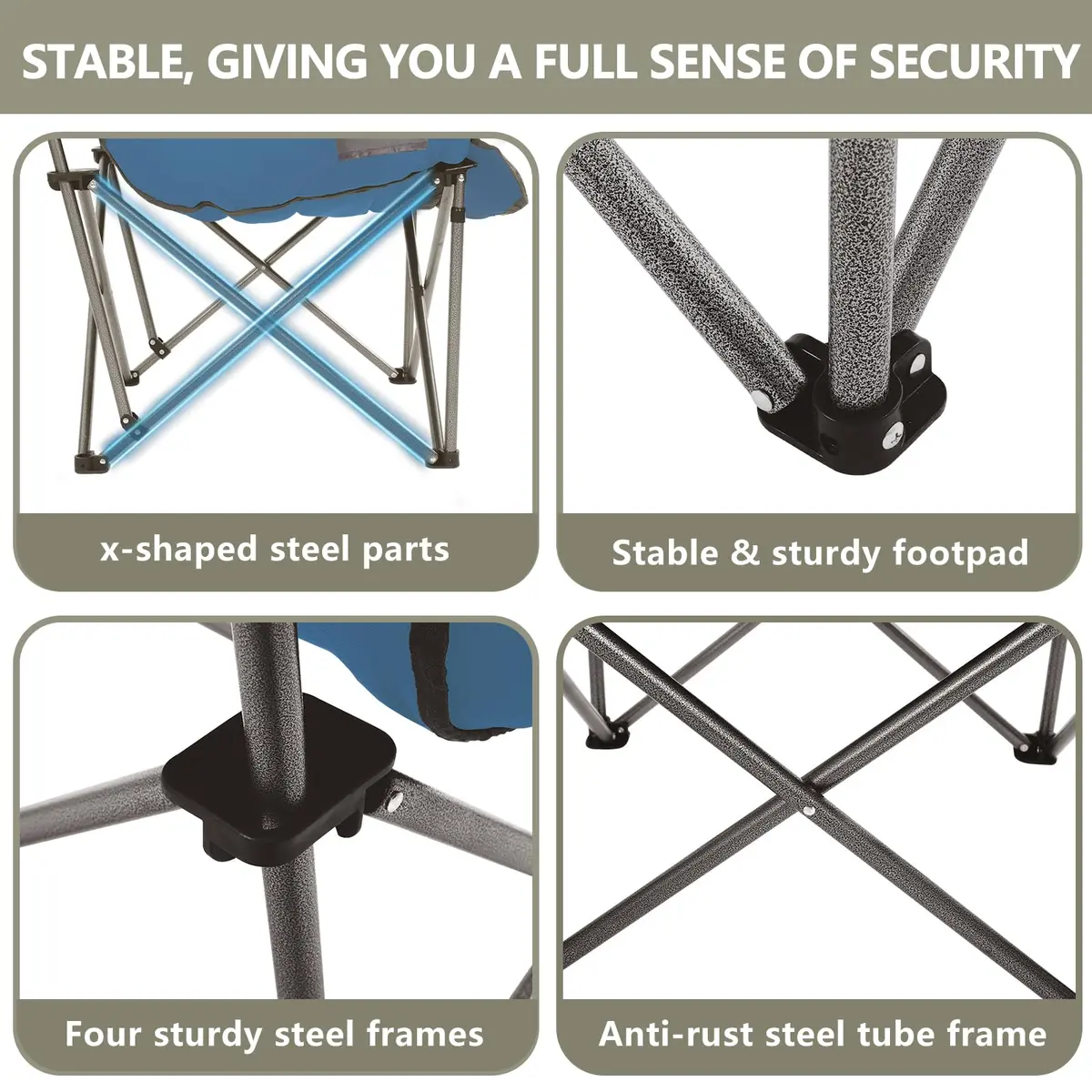 Colegence Oversized XL Padded Camping Chair Heavy Duty Lawn Chair | Supports 500 lbs, Weather-Resistant, Extra Comfort - view 5