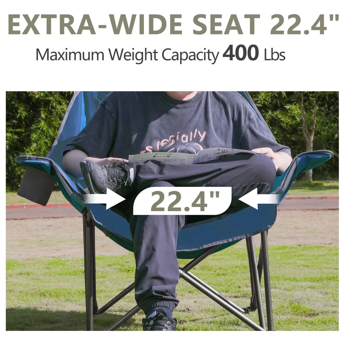 Colegence Oversized XL Padded Camping Chair Heavy Duty Lawn Chair | Supports 500 lbs, Weather-Resistant, Extra Comfort - view 2