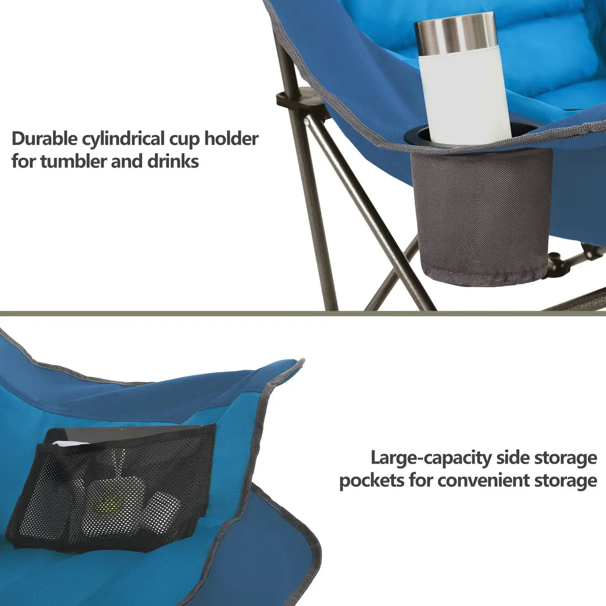 Colegence Oversized XL Padded Camping Chair Heavy Duty Lawn Chair | Supports 500 lbs, Weather-Resistant, Extra Comfort - view 4